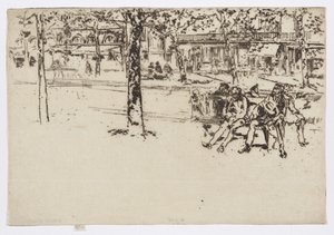بوليفارد بواسونير، باريس، 1892-1893 (نقش بالحبر على ورق، 1892-1893) بواسطة جيمس أبوت ماكنيل ويسلر