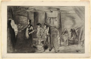 Print ، The Forge ، من سلسلة Etchings on the Thames ومواضيع أخرى ، 1861 بواسطة جيمس أبوت ماكنيل ويسلر