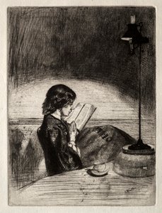 قراءة من قبل Lamplight ، 1859. بواسطة جيمس أبوت ماكنيل ويسلر