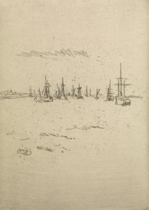 العودة إلى تيلبوري ، من مجموعة من اثني عشر نقشًا بعنوان The Naval Review ، 1887 بواسطة جيمس أبوت ماكنيل ويسلر