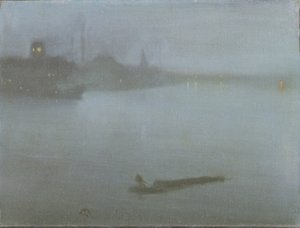 التايمز - الموسيقى الهادئة باللونين الأزرق والفضي ، حوالي 1872-8 (زيت على قماش) بواسطة جيمس أبوت ماكنيل ويسلر