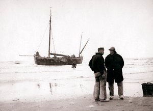 رجال على الشاطئ ، Scheveningen ، هولندا ، 1898. بواسطة جيمس باتكين