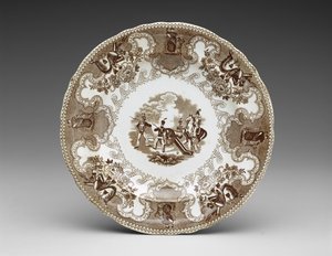 صفيحة ، حوالي 1837-44 (آنية فخارية مطبوعة على شكل تحويل) بواسطة جيمس بيتش