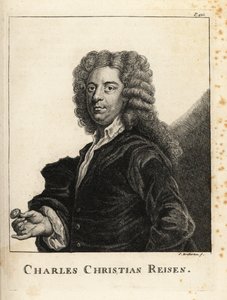 صورة شخصية لتشارلز كريستيان رايزن (1680-1725) ، حفار أحجار كريمة إنجليزي ونقش ختم بواسطة جيمس بريثرتون