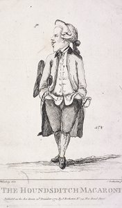 "The Houndsditch Macaroni" ، 1772 بواسطة جيمس بريثرتون