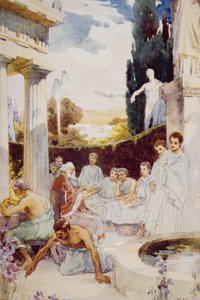الأكاديمية في أثينا ، رسم توضيحي من "مخطط التاريخ" بقلم HG Wells ، المجلد الأول ، نُشر عام 1920 بواسطة جيمس كلارك