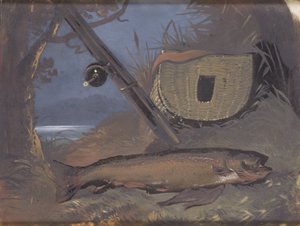 سمك السلمون (زيت على زجاج)