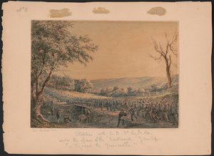اسكتشات مع شركة ب ، ريج الثامن. بنسلفانيا. تحت ضباط Southwark Gaurd القديم [كذا] على الطريق إلى Greencastle / Jas. كوين ديل. الملخص / المتوسط
