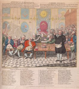 حكاية ماسونية ، حانة. 1786 (نقش ملون)