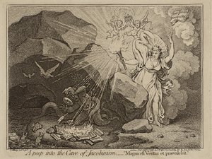نظرة خاطفة على حذار من اليعقوبية ، أو الحقيقة عظيمة وستسود ، 1798 (النقش على الورق) بواسطة جيمس جيلراي