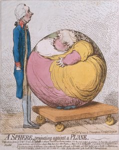 إسقاط المجال ضد طائرة ، نشرته هانا همفري في 1792 (النقش الملون يدويًا)