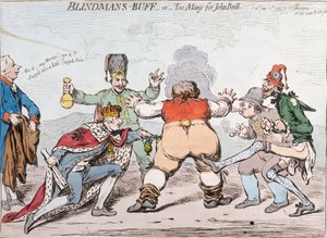برت بليندمان ، أو Too Many for John Bull ، نشرته Hannah Humphrey في عام 1795 (النقش الملون يدويًا)