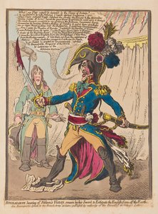سمع بونابرت عن نيلسون فيكتوري يقسم بسيفه على إبعاد الإنجليزية من الأرض ، حانة. 1798 (نقش يدوي)
