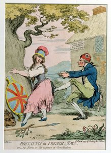 بريتانيا في الفرنسية أقامات ، أو إعادة شكل على حساب الدستور ، نشرتها هانا همفري في 1793 (النقش الملون يدويًا)