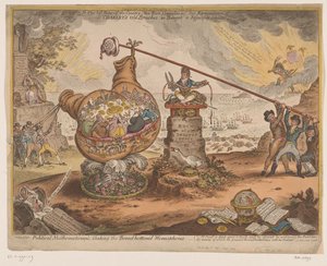 بريتس بوليتيك سبوتبرنت ، 1807 عالم رياضيات سياسي ، يهز نصفي الكرة الأرضية السفلي العريض (العنوان على الجسم) بواسطة هانا همفري
