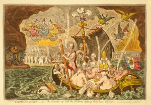 قارب Charon ، أو The Ghost&39;s of &39;All Talents&39; في آخر رحلة ، نشرتها Hannah Humphrey ، 1807 (النقش الملون يدويًا)
