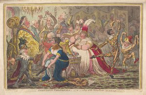 Dilettanti Theatricals أو نظرة خاطفة في الغرفة الخضراء ، بالفيديو. Pic-Nic-Orgies ، حانة. 1803 (نقش يدوي)