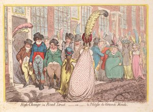 تغيير كبير في شارع Bond Street ، أو Politeness of Big World ، pub. 1796 (نقش ملون) بواسطة جيمس جيلراي