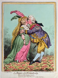 Le Baiser a la Wirtembourg ، نشرته هانا همفري في 1797 (النقش الملون يدويًا)