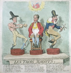 Les Trois Magots ، نشرتها هانا همفري في 1791 (النقش الملون يدويًا)