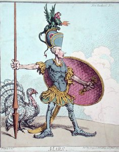 كوكب المريخ ، الذي نشرته هانا همفري في "نيو بانثيون" عام 1799 (نقش ملون يدويًا) بواسطة جيمس جيلراي