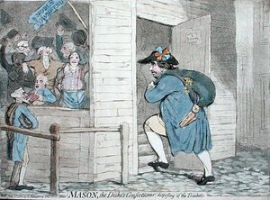 ميسون ، صانع حلوى الدوق الذي يتخلص من الحلي ، التي نشرتها هانا همفري عام 1788 (نقش ملون يدويًا) بواسطة جيمس جيلراي