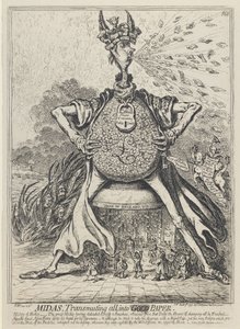 ميداس ، تحويل الكل إلى ورق ذهبي ، 1797 بواسطة جيمس جيلراي