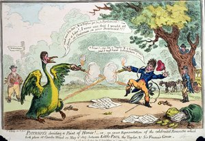 الوطنيون يقررون نقطة الشرف! أو تمثيل دقيق لـ Rencontre الذي أقيم في Coombe Wood في 2 مايو 1807 بين Little Paul the Taylor und Sir Francis Goose ، نشرته Hannah