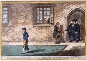 اللوحة 2 من "تقدم Rake&39;s في الجامعة" ، التي نشرتها هانا همفري في عام 1806 (النقش الملون يدويًا)