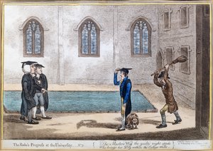 اللوحة 3 من "تقدم Rake&39;s في الجامعة" ، التي نشرتها هانا همفري في عام 1806 (النقش الملون يدويًا)