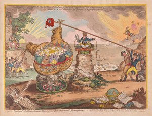 علماء الرياضيات السياسيون يهزون المجلس في قاع نصفي الكرة. 1807 (نقش يدوي)