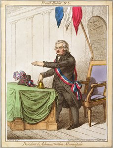رئيس الإدارة البلدية ، لوحة 5 من العادات الفرنسية نشرتها هانا همفري عام 1798 (النقش الملون) بواسطة جيمس جيلراي