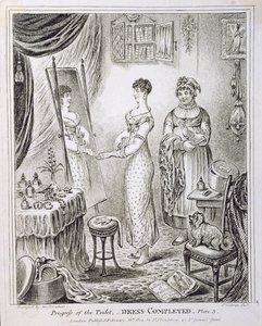 تقدم المرحاض ، أو فستان مكتمل ، نشرته هانا همفري في عام 1810 بواسطة جيمس جيلراي