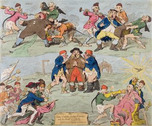 سانس كولوتيس تغذي أوروبا بخبز الحرية ، نشرتها هانا همفري في 1793 (النقش الملون يدويًا)