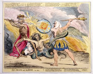 الخطيئة والموت والشيطان ، نشرته هانا همفري في 1792 (النقش اليدوي) بواسطة جيمس جيلراي
