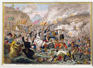 الإسبان-الوطنيون يهاجمون الفرنسيين بانديتي ، نشرته هانا همفري في عام 1808 (النقش باستخدام aquatint)