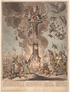 رسم كاريكاتوري في الرحلة الاستكشافية الفرنسية إلى مصر ، 1799 Siege de la Colonne de Pompee / العلوم في الحجرة (العنوان على الكائن) بواسطة جيمس جيلراي