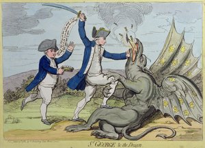 سانت جورج والتنين ، نشرته هانا همفري عام 1782 (النقش اليدوي)