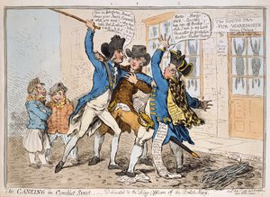 The Caneing in Conduit Street ، نشرته هانا همفري ، 1796 (النقش اليدوي)