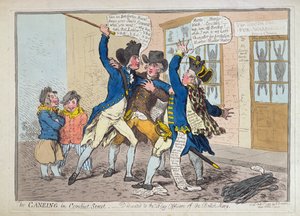 The Caneing in Conduit Street ، نشرته هانا همفري في عام 1796 (النقش اليدوي)