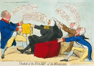 سقوط Wolsey of the Woolsack ، نشرته هانا همفري في 1792 (النقش الملون يدويًا)