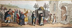موكب جنازة القاع العريض ، الذي نشرته هانا همفري في عام 1807 (نقش ملون يدويًا) بواسطة جيمس جيلراي