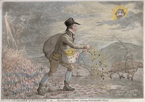 Generae of Patriotism ، أو The Bloomsbury Farmer زرع زراعة Bedfordshire Wheat ، نشرته Hannah Humphrey في عام 1796 (النقش الملون يدويًا)