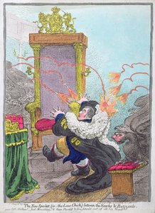 المتحدث الجديد (أي قانون الفرخ) بين الصقور و الصقر ، نشرته هانا همفري في عام 1800 (النقش الملون يدويًا)