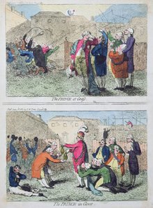 The Prince at Grass and The Prince in Clover ، الذي نشرته SW Fores عام 1787 (نقش ملون يدويًا) بواسطة جيمس جيلراي