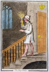 The Sleep-Walker ، نشرته هانا همفري في عام 1795 (النقش الملون يدويًا 0