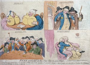 تم تجاهل الرذائل في الإعلان الجديد ، الذي نشرته هانا همفري ، 1792 (النقش الملون يدويًا)