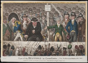 عرض من Hustings في كوفنت غاردن - فيدي. انتخابات وستمنستر ، نوفمبر 1806