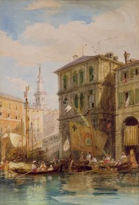 قصر Palazzo Dei Camerlinghi ، البندقية ، حوالي 1835-55 (قلم رصاص وألوان مائية) بواسطة جيمس هولاند