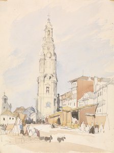 برج رجال الدين ، Oporto (مرحاض فوق الجرافيت على الورق) بواسطة جيمس هولاند